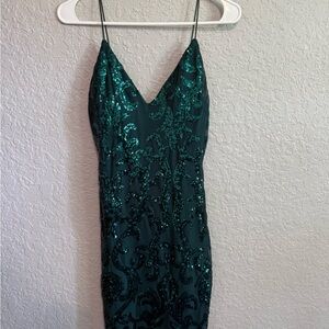 Lovely Day Teal Sequin Backless Dress